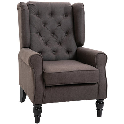 Brown Retro Wingback Accent Chair Homcom