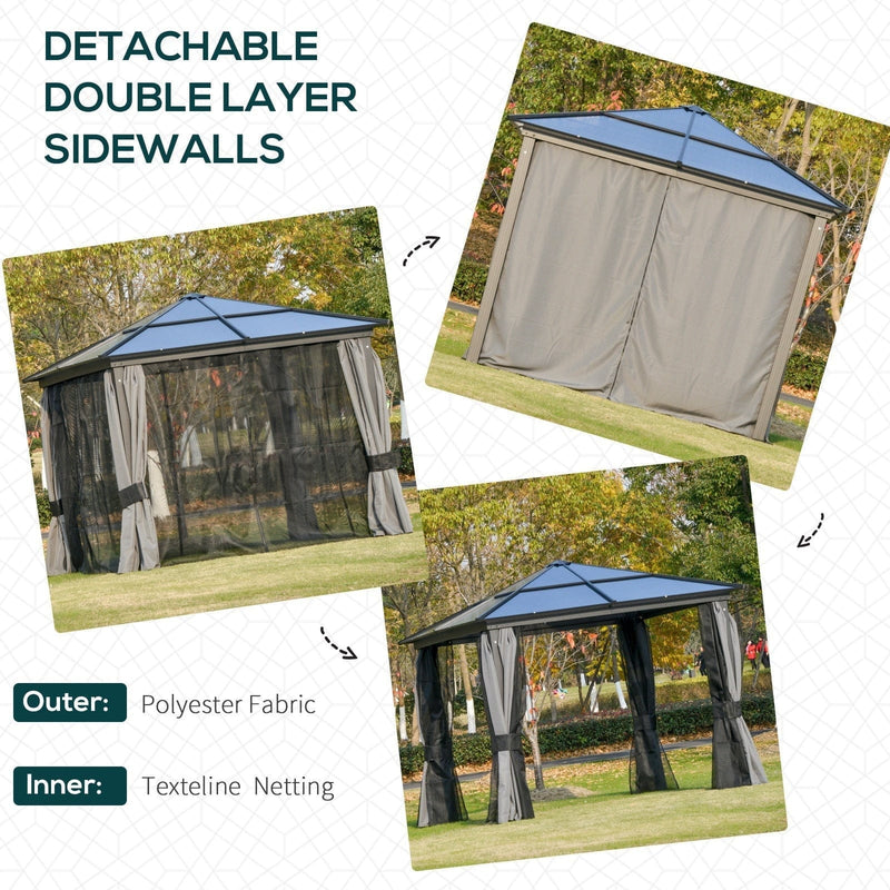 Polycarbonate Hard Roof Gazebo 3x3, UV Resistant Roof