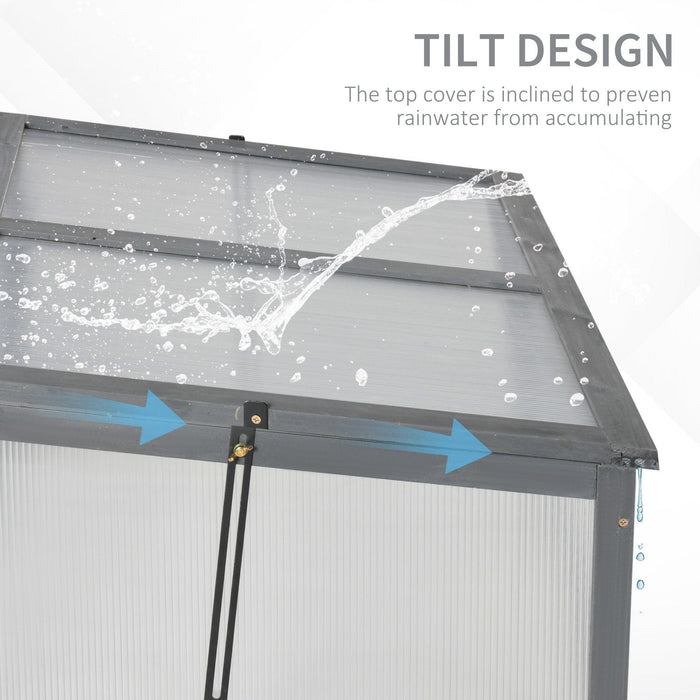 Wooden Polycarbonate Cold Frame Greenhouse, 100x65x40cm