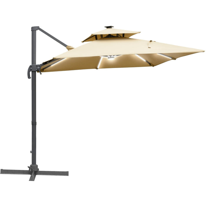 3m Roma Cantilever Parasol With Lights, Tilt, Crank