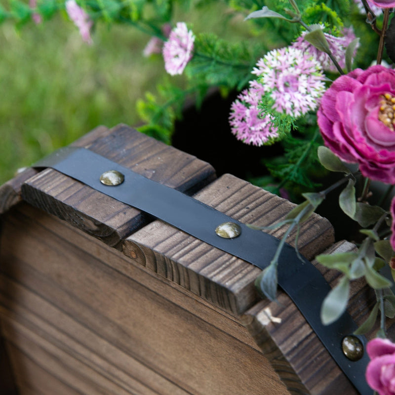 2pc Wooden Barrel Planter Outsunny