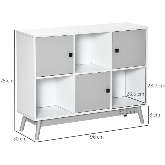 Six Cube Storage Unit, Freestanding Bookcase, W96xD30xH75 cm