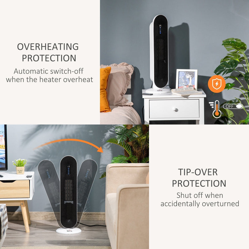 Indoor Ceramic Heater, 45° Oscillation, Timer, 1200W/2000W