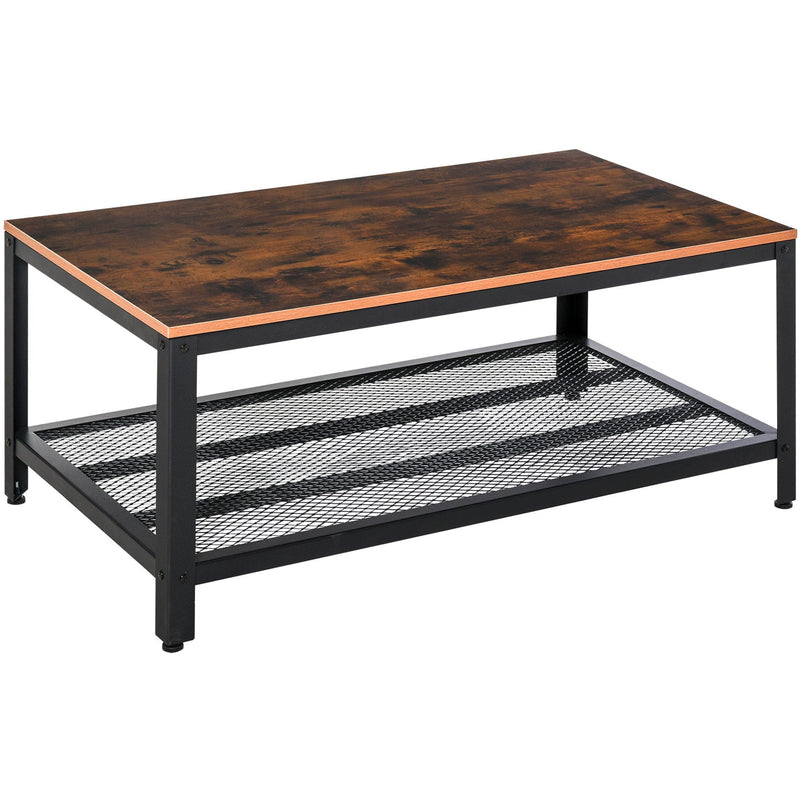 Industrial Coffee Table Storage Shelf Metal Frame