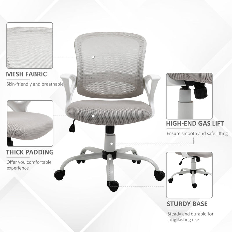 Grey Mesh Office Chair with Lumbar Support & Armrests