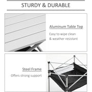Outsunny Aluminum Roll-Top Table w/ Mesh Bag Camping Outdoor Dining Foldable w/ Steel Frame Picnic Lightweight Hiking Furniture Desk, Silver Black Outsunny