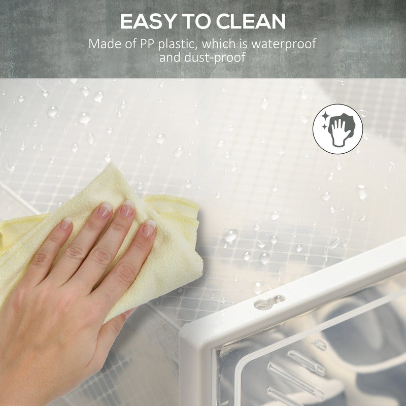 Portable Shoe Storage Cabinet, Clear/White