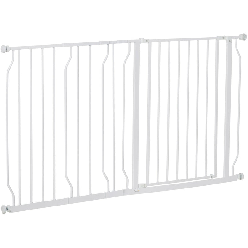 Extra Wide Pet Gate For Stairs (76Hx75-145Wcm) White