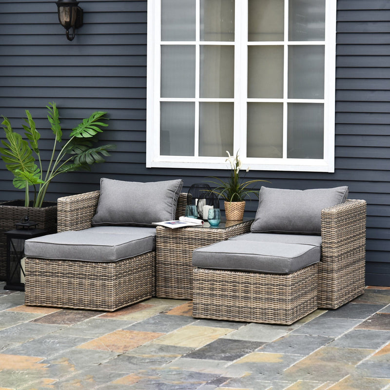 2 Seater Rattan Garden Furniture Set, Grey