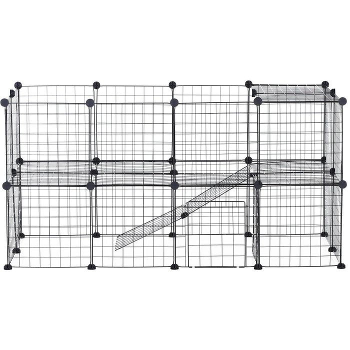 Metal Wire Guinea Pig & Rabbit Playpen, 36 Panels, Black