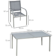 6 Seater Outdoor Dining Set, Grey