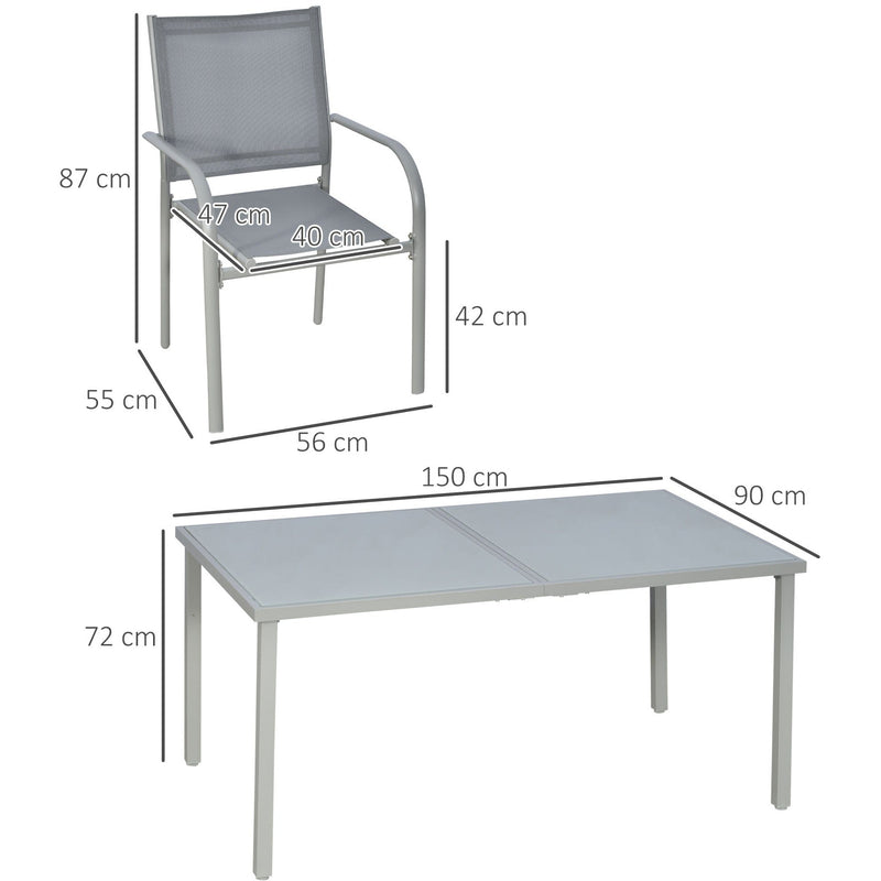 6 Seater Outdoor Dining Set, Grey