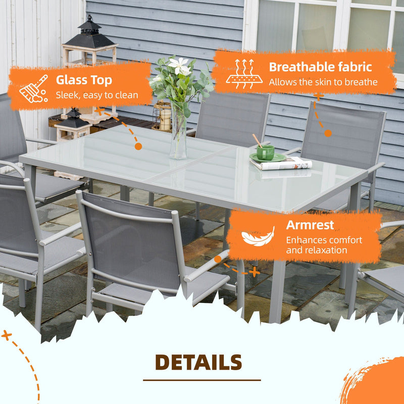 6 Seater Outdoor Dining Set, Grey