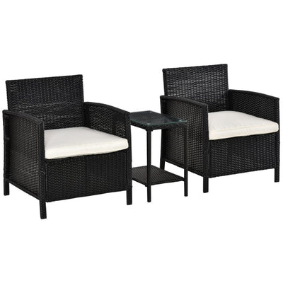 Rattan Garden Bistro Set With Comfy Armchairs Outsunny
