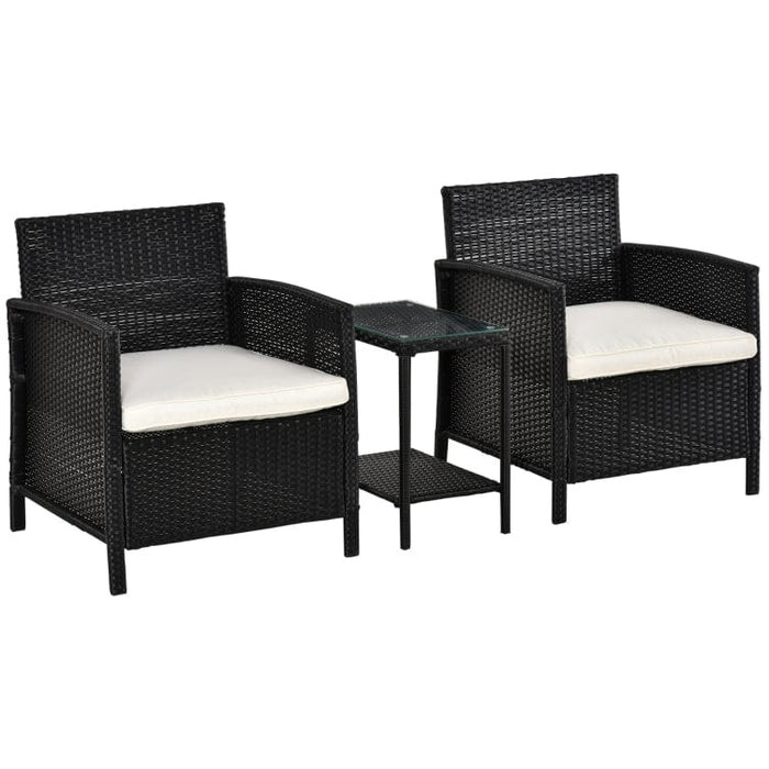 Rattan Garden Bistro Set With Comfy Armchairs