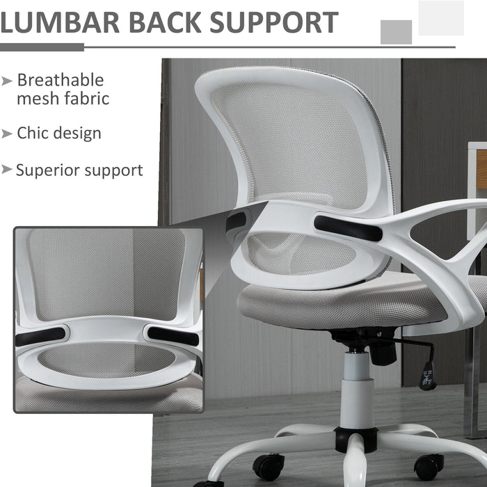 Grey Mesh Office Chair with Lumbar Support & Armrests