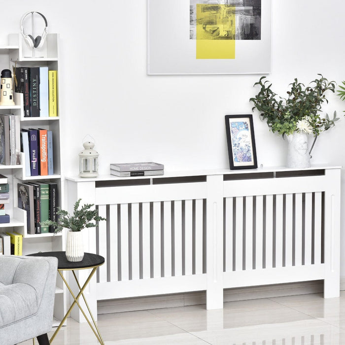 Slatted Radiator Cover, White Painted Cabinet