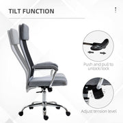 Grey High Back Linen-Mesh Swivel Office Chair Vinsetto
