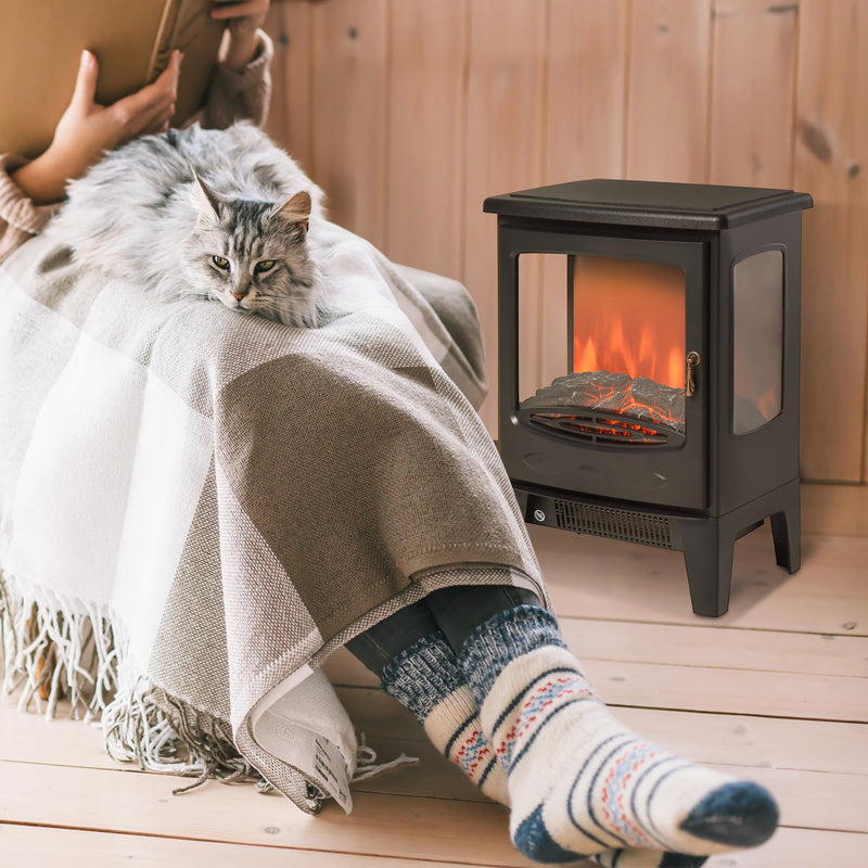 1800W Portable Fireplace Heater, Black