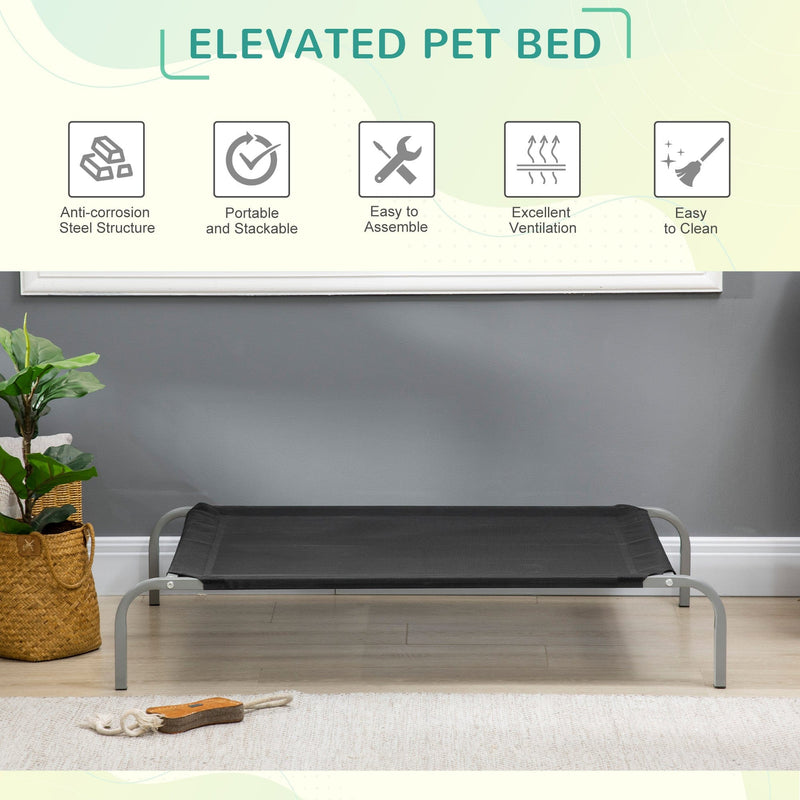 Black Elevated Pet Bed: Large (110x75x20cm)