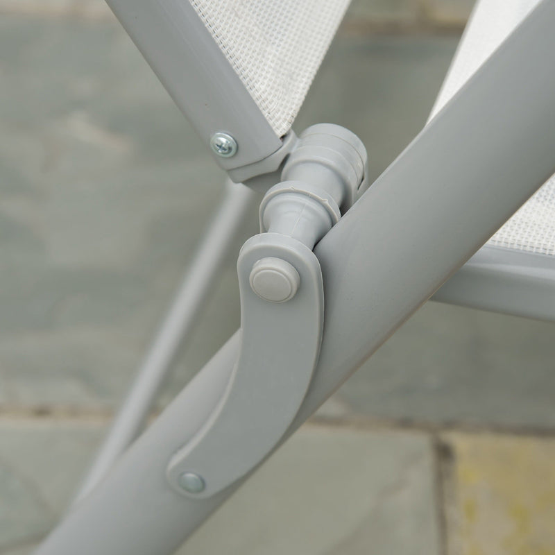 Adjustable Sun Lounger With Cushion, Cream/White