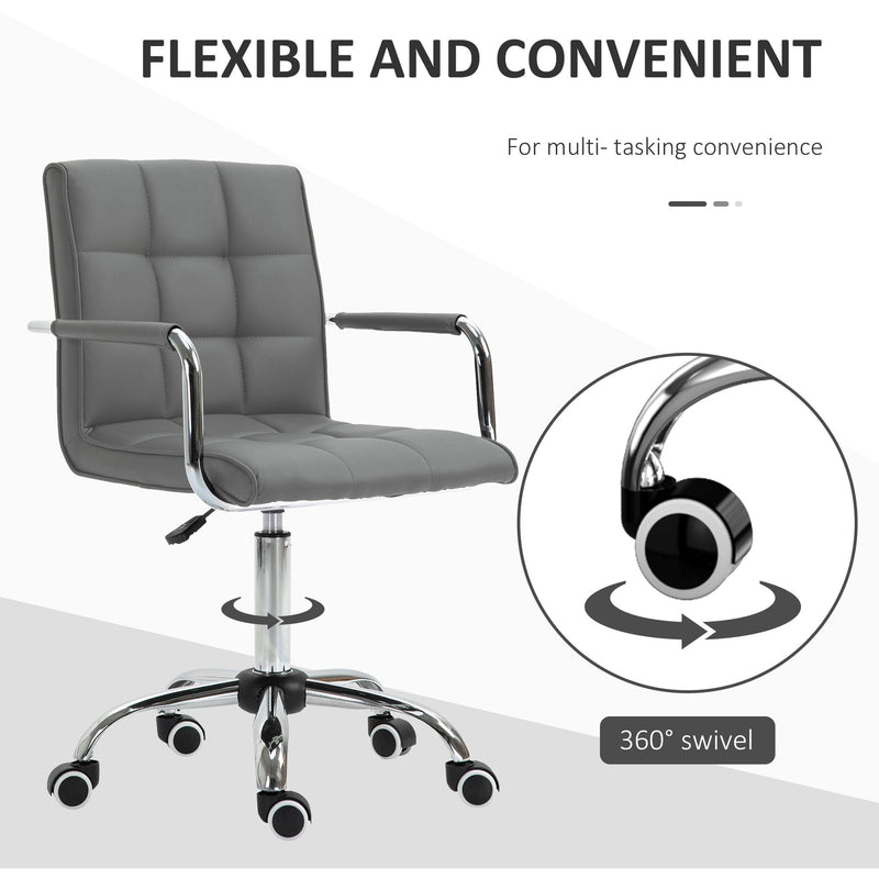 PU Leather Swivel Desk Chair Grey
