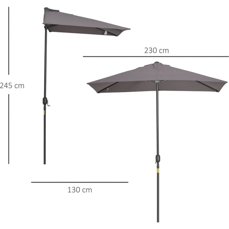 2.3m Balcony Half Umbrella, Crank Handle