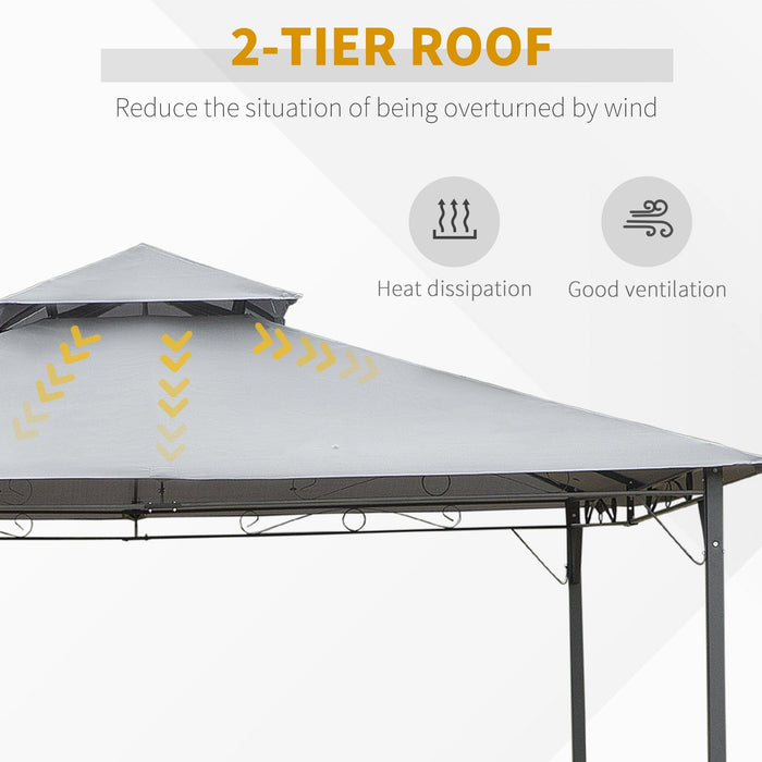 3x3m Steel Frame Garden Gazebo Canopy, Grey