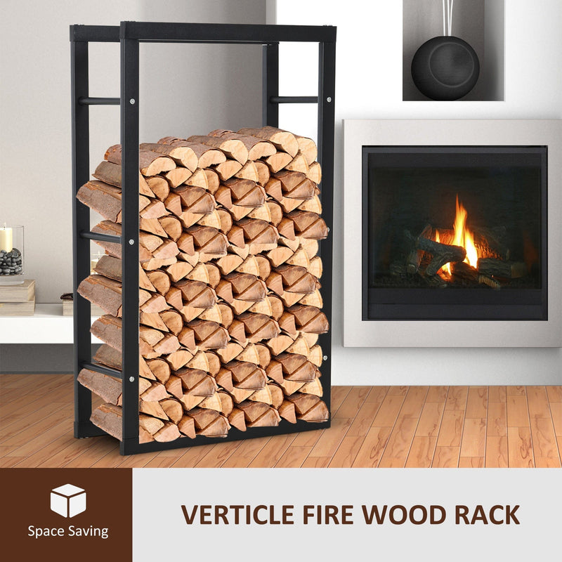 Tall Metal Firewood Log Holder, Indoor/Outdoor, Rust-Resistant