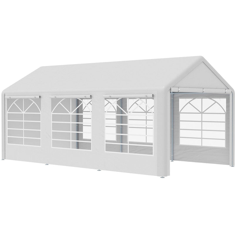 Large Gazebo With Sides, 6x3m, Steel Frame, White