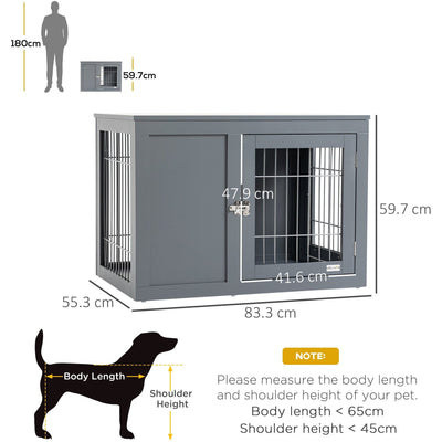 Furniture Dog Crate & End Table, Double Door, Small/Medium Dogs Pawhut