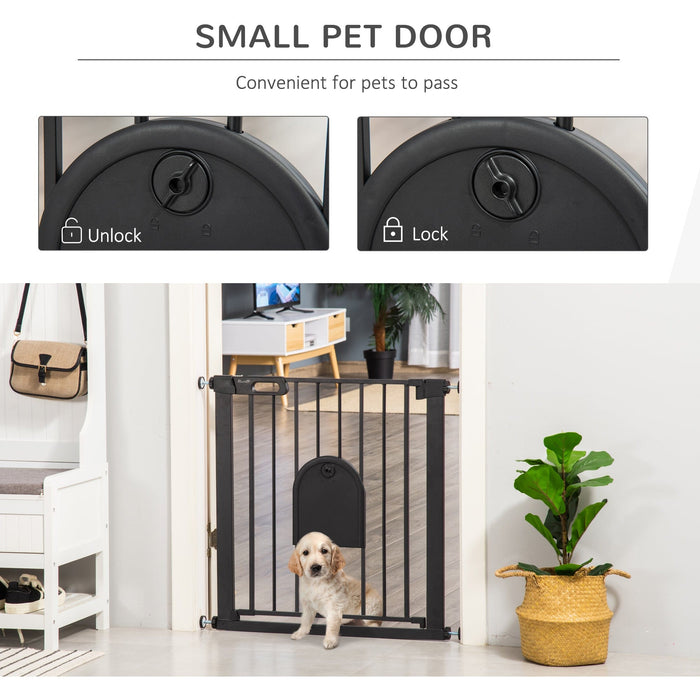 PawHut 75-82cm Black Pet Safety Gate