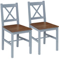 Grey Cross Back Dining Chairs, Set of 2 Homcom