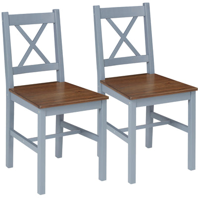 Grey Cross Back Dining Chairs, Set of 2 Homcom