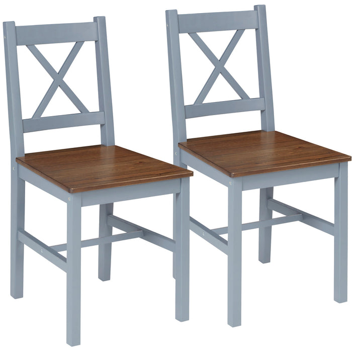 Grey Cross Back Dining Chairs, Set of 2