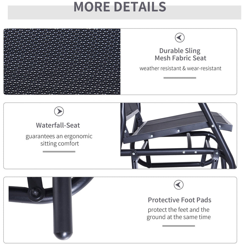 2-Person Garden Glider Bench, Steel Frame