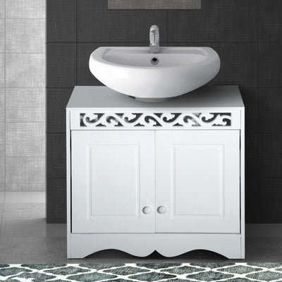 Under Sink Bathroom Cabinet, 2-Door - 60W x 30D x 56Hcm Kleankin