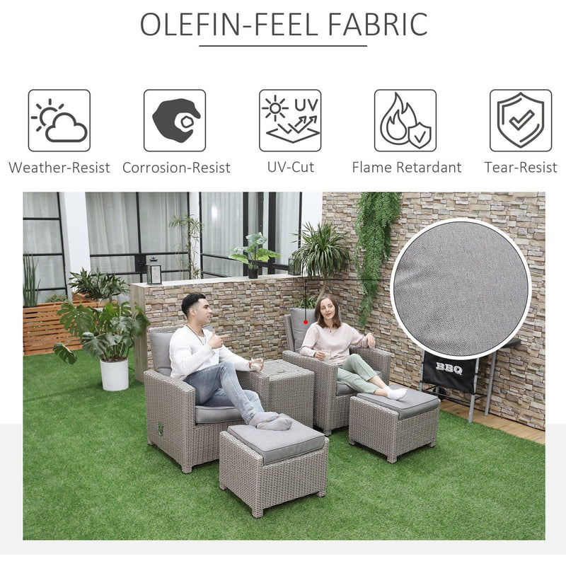 Reclining Rattan Garden Chairs With Drinks Cooler Table