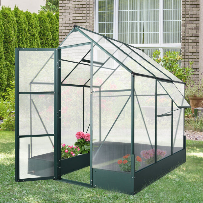 6x6 Polycarbonate Greenhouse, Custom Interior, Aluminium Frame