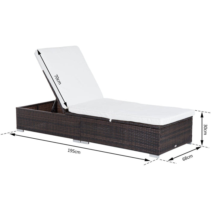 Rattan Sun Lounger, Recliner Bed, Patio, Brown