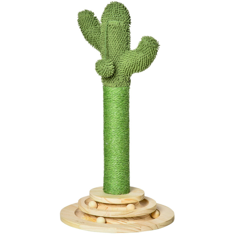 Cactus Cat Tree Post, Hanging Ball, 32x32x60cm, Green