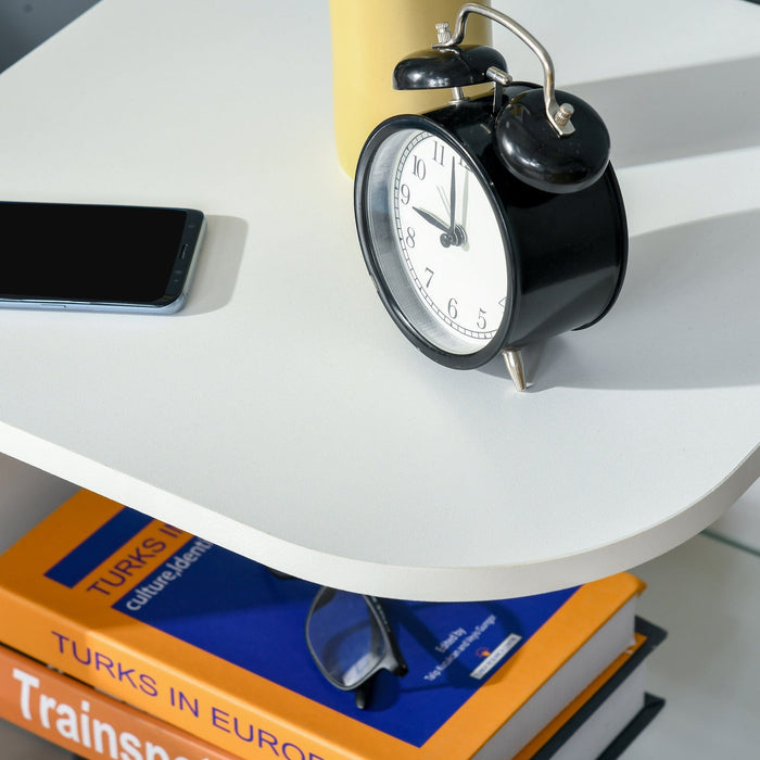 Modern Bedside Table With Glass Shelf