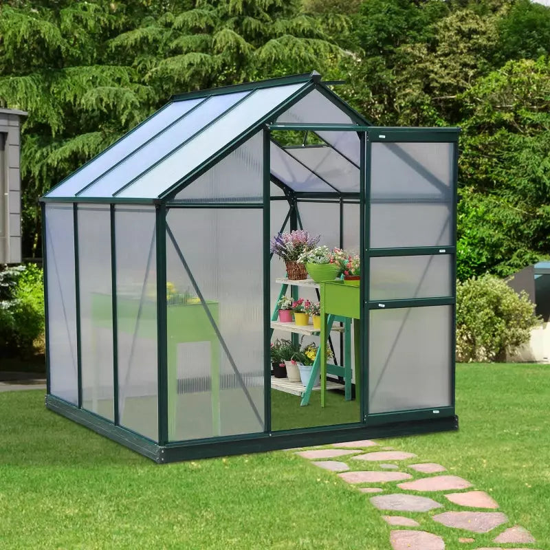 Polycarbonate Greenhouse, Walk In, Galvanised Frame, Clear