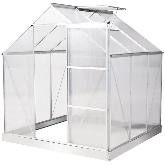 6x6 Walk In Greenhouse, Polycarbonate, Aluminium Frame