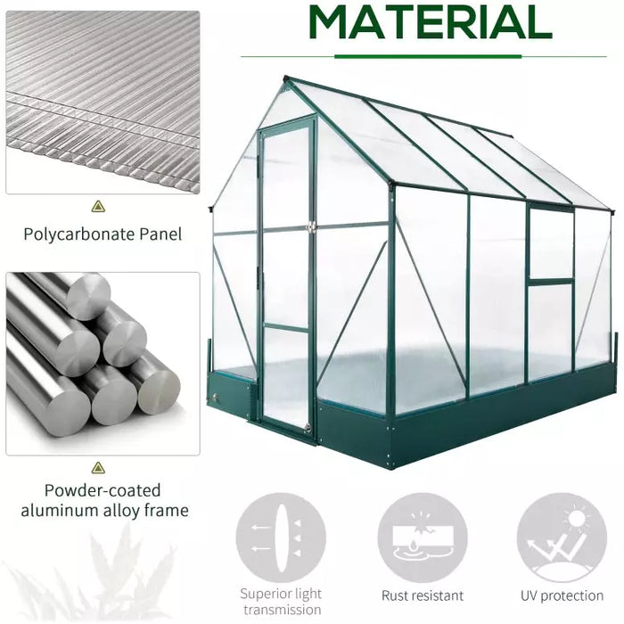 6x8ft Polycarbonate Walk In Greenhouse 