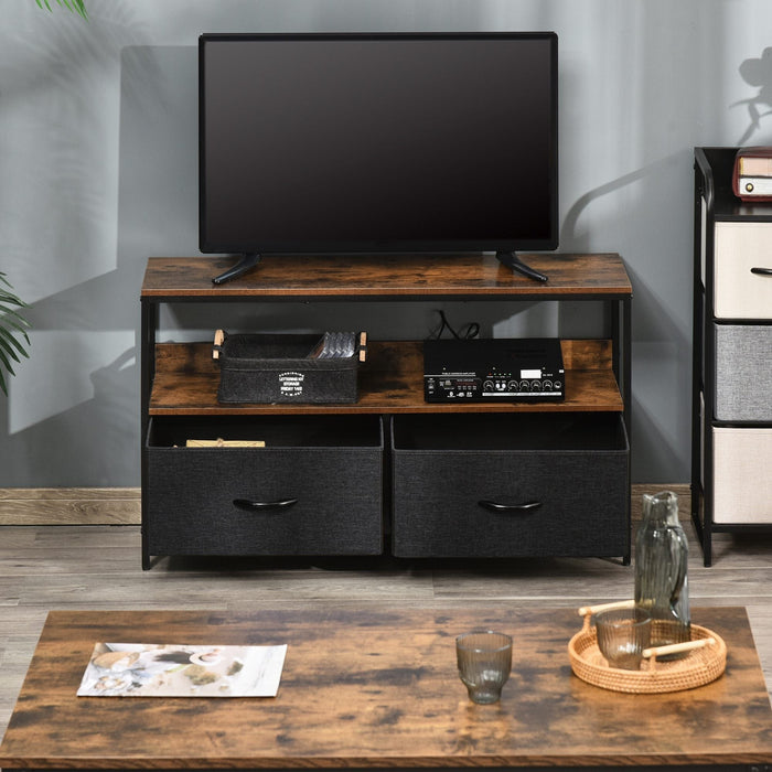 Rustic Brown TV Unit With 2 Linen Drawers