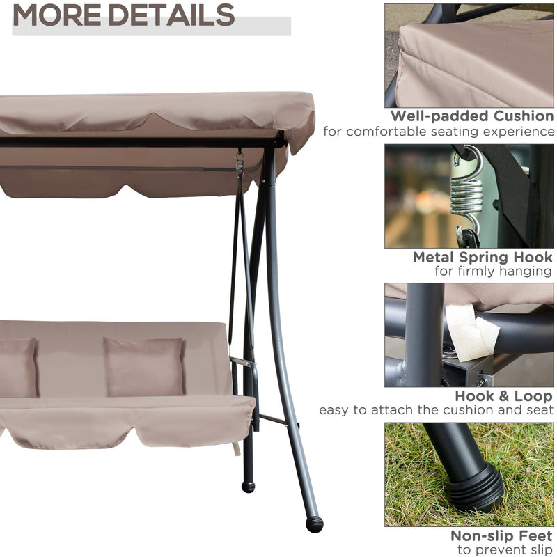 2-in-1 3 Seater Patio Swing Chair Lounger With Cushions Outsunny