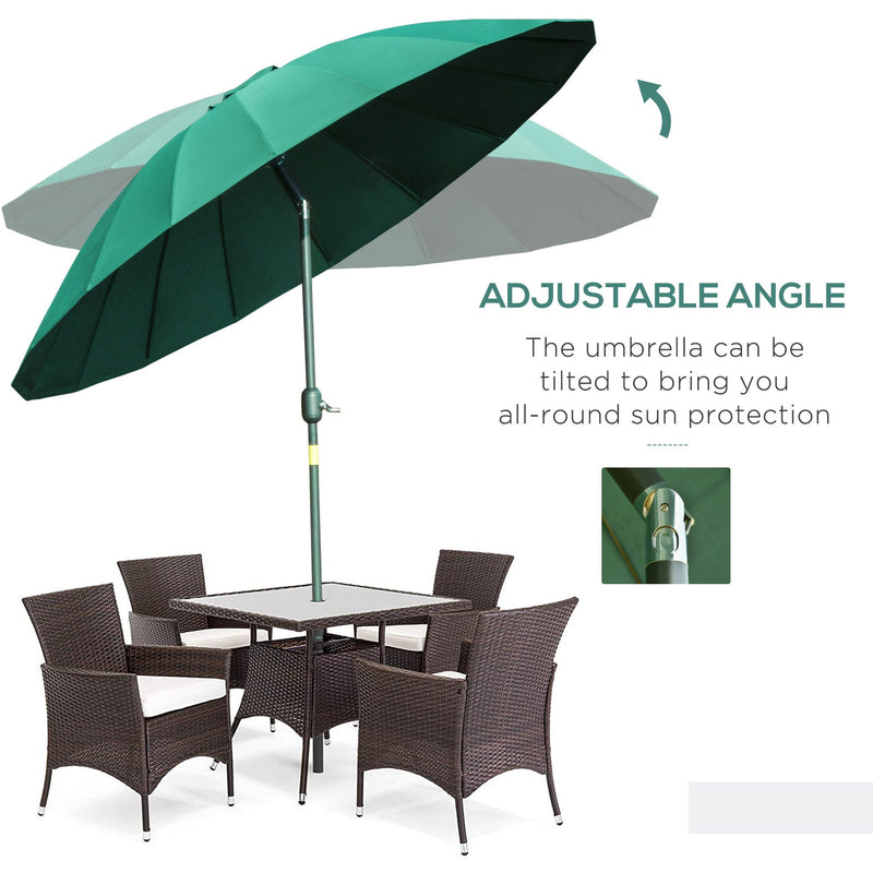 Round Patio Parasol, 2.5m, Tilt Crank, 18 Ribs