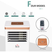 HOMCOM 9000 BTU 4-In-1 Compact Portable Mobile Air Conditioner Unit Cooling Dehumidifying Ventilating w/ Fan Remote LED 24 Hr Timer Auto Shut-Down Homcom