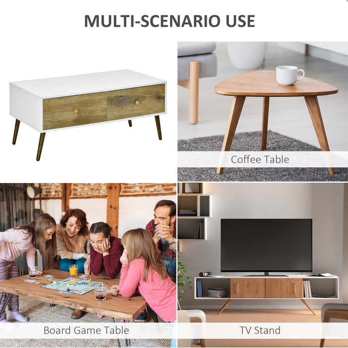 Modern Living Room Coffee Table with 4 Storage Drawers